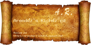 Arendás Richárd névjegykártya
